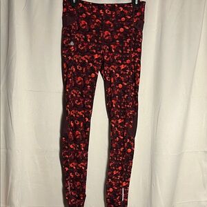 Athleta Be Free‎ Tight Leggings Geometric Pattern Red Burgundy Small
